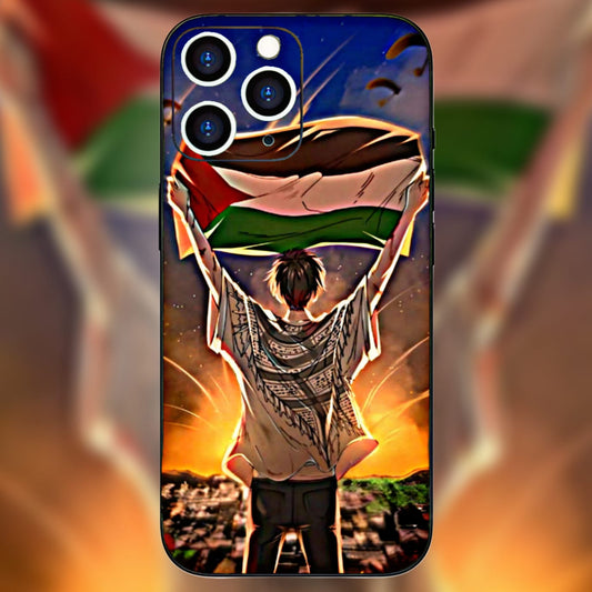 standing boy with palestine flag skin