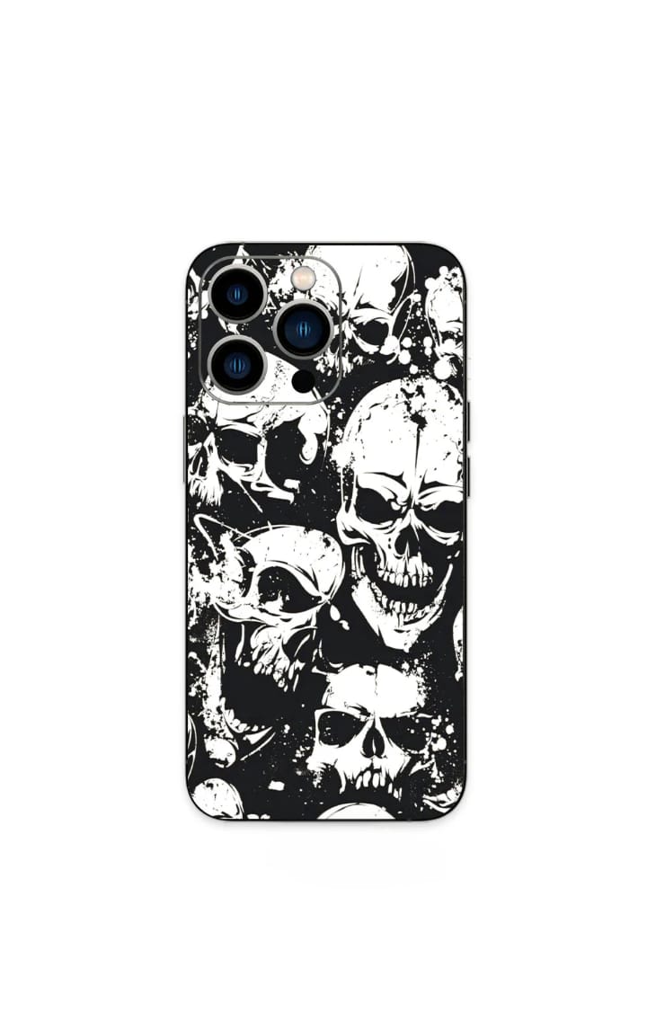 white skull phone skin